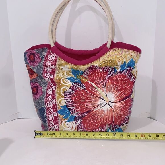Sun N Sand Messina Large Cotton Tote Tropical Hibiscus Floral Design - Picture 10 of 17